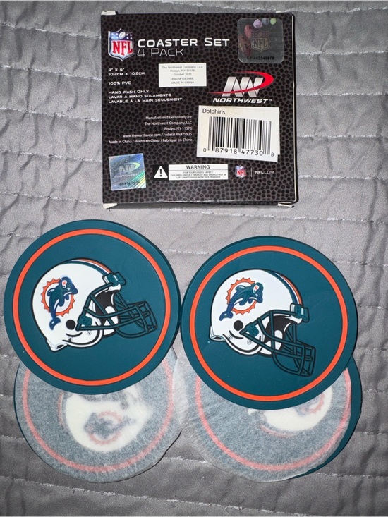 Northwest Other - Miami Dolphins Football Silicone Coaster Set (4) New